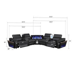 Nova - Sectional With Bluetooth Speaker, LED And Lifting Wine Cabinet