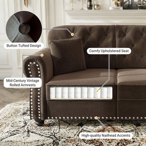 Sofa With Nailhead Trim And Rolled Armrests