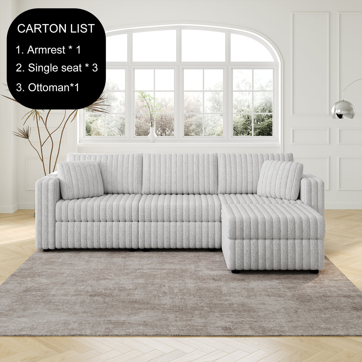 106.3" Soft 3-Person Sofa with Ottoman