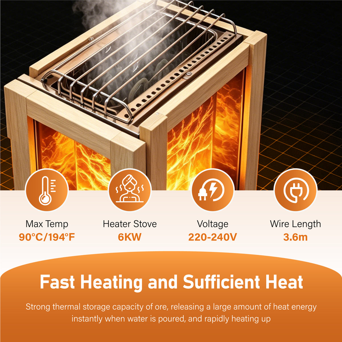 6000W Outdoor Traditional Steam Sauna with Cedar Wood for 4 People