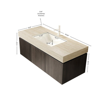 MURI 48" Bathroom Vanity & Sink with Floating Plywood Storage