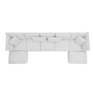 7-Piece Reversible Modular Corner Sectional Sofa - Beige
