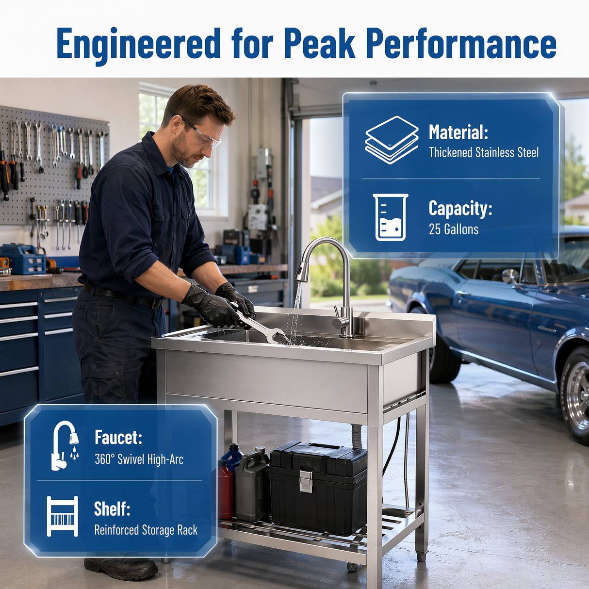 Stainless Steel Utility Sink, Freestanding Sink 2