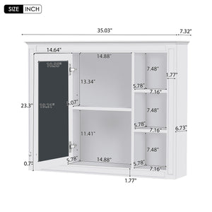 Bathroom Vanity With Mirror Cabinet, Single Sink With 2 Soft Closing Doors And 4 Drawers