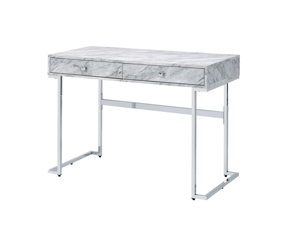 Tigress - Printed Faux Marble Top Writing Desk - White - Best Buy Furniture