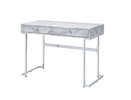 Tigress - Printed Faux Marble Top Writing Desk - White - Best Buy Furniture
