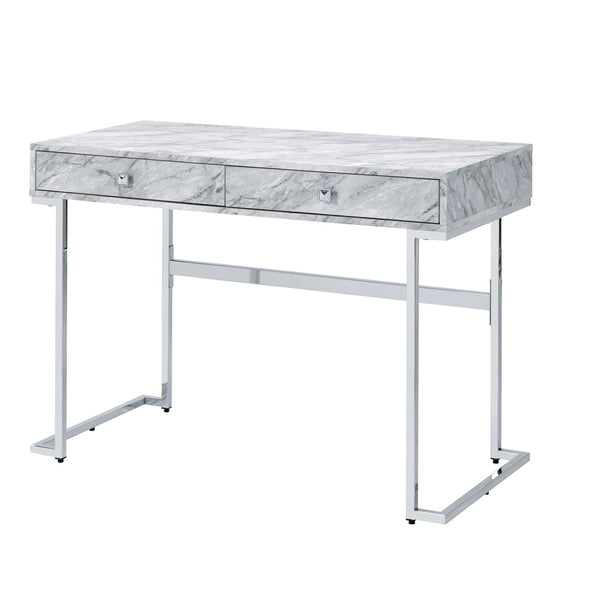 Tigress - Printed Faux Marble Top Writing Desk - White - Best Buy Furniture