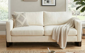 Modern Sofa Couch Stylish 3-Seater Sofa with Rubberwood Legs