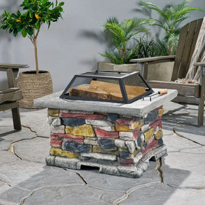 Outdoor Wood Bruning Magnesium Oxide Fire Pit With Lid - Best Buy Furniture