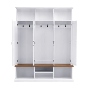 Entryway Hall Tree With Bench, 3 Top Cubbies & Bottom Storage Space