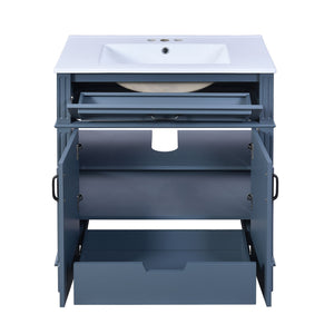 Bathroom Vanity With Sink Storage Cabinet - Blue