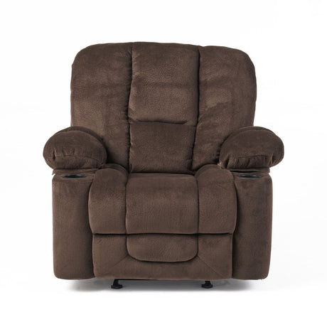 Luxurious Manual Recliner Chair With Skin-Friendly Fabric And Dual Cup Holders - Best Buy Furniture