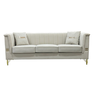 FX-P82B-BE (834-3 Sofa) Velvet 3-Seater Sofa