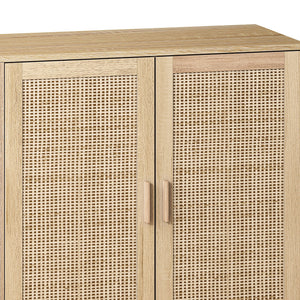 Elegant And Functional 4 Door Rattan Decorative Storage Cabinet