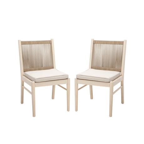 Cordoba - Dining Chair (Set of 2) With Acacia Wood Frame And Water Repellent Fabric - Beige / Yellow - Best Buy Furniture
