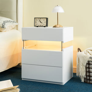 LED Nightstands with 3 Drawers
