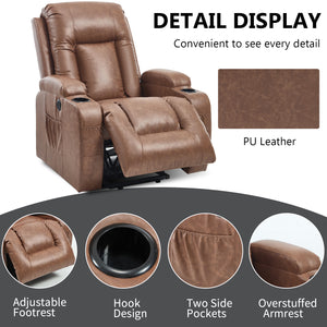 Brown PU Infinite Position Power Lift Recliner Chair