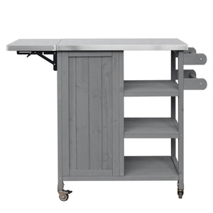 Foldable Outdoor Kitchen Island With Storage Cabinet