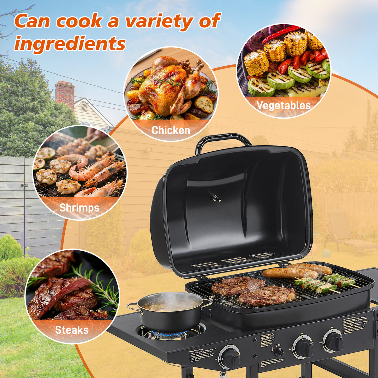 2 Burner Propane Gas BBQ Grill with Side Burner