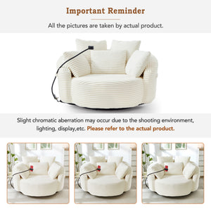 Swivel Accent Barrel Chair With Adjustable Phone Holder, 5 Pillows For Living Room