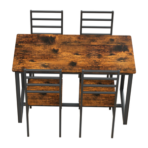 5 Piece Metal and Wood Indoor Modern Dining Table Set for 4