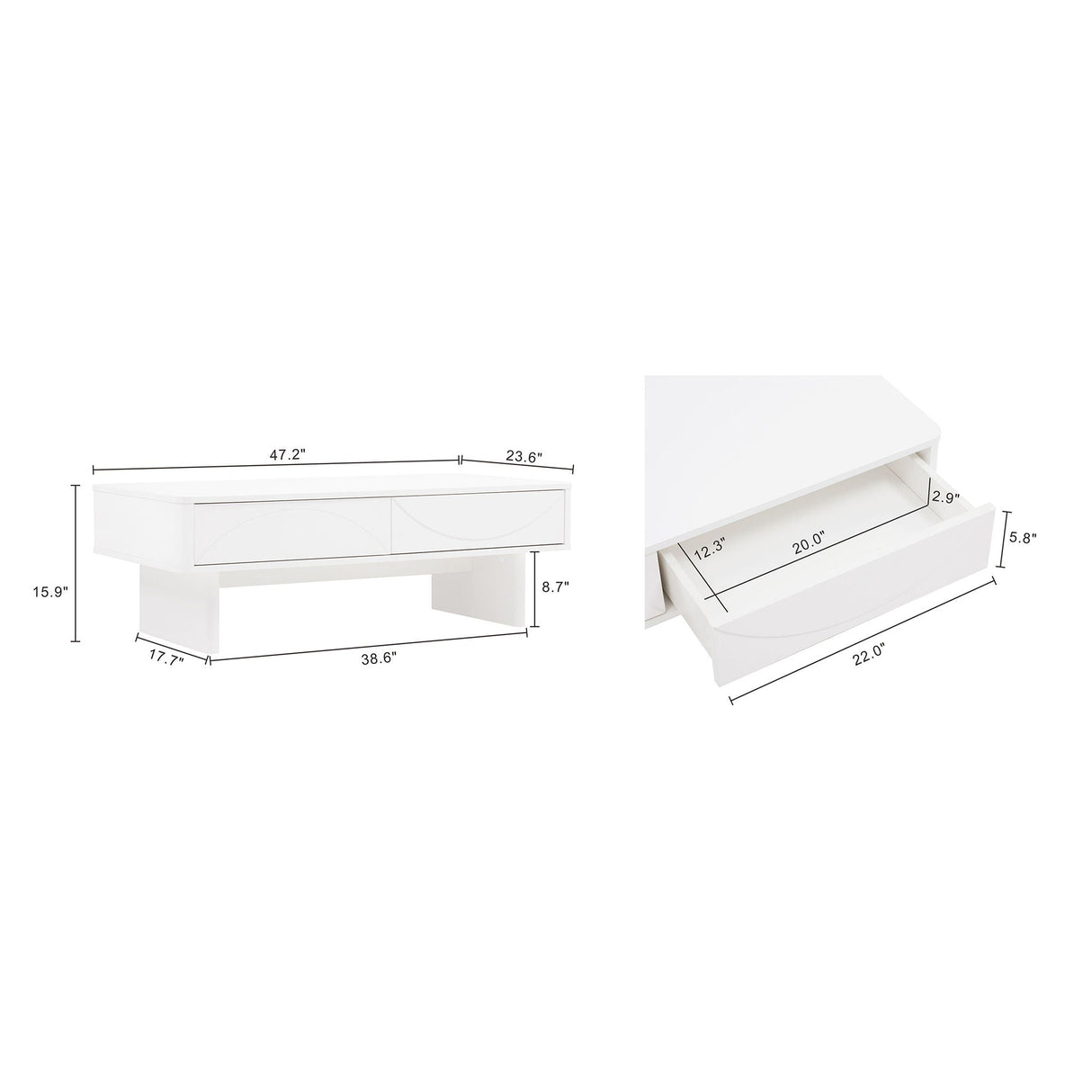 Ella - Coffee Table With 2 Full Extension Drawers