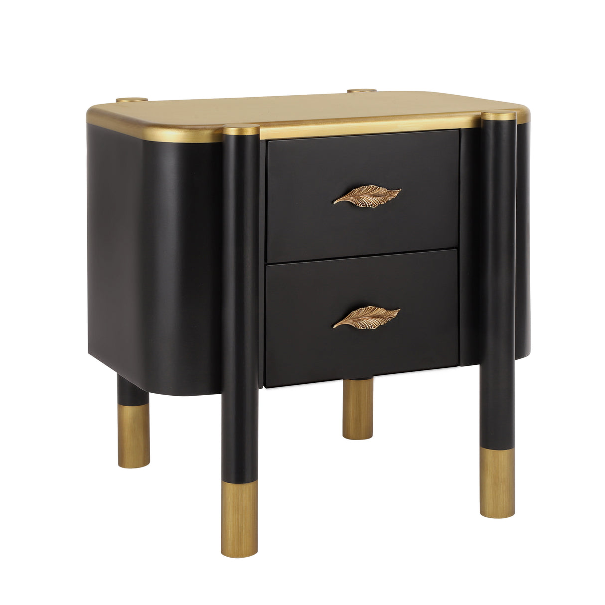 Contemporary 2 Drawers Nightstand with Curved Profile Design