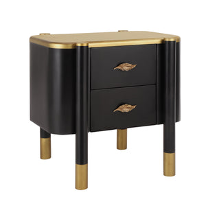 Contemporary 2 Drawers Nightstand with Curved Profile Design