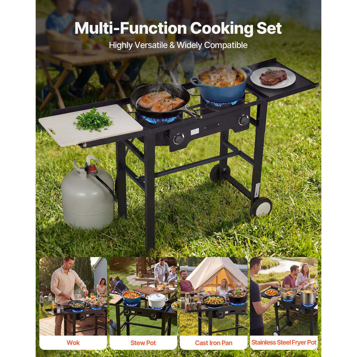 2 Burner Outdoor Propane Gas Stove