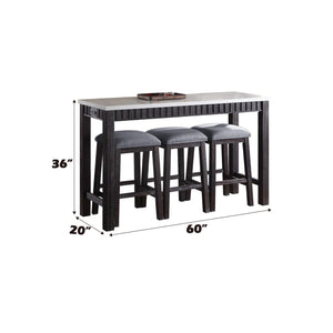 Necalli - Marble Top Weathered 4 Piece Pack Counter Height Table Set - Espresso - Best Buy Furniture