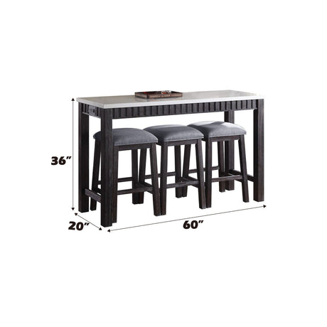 Necalli - Marble Top Weathered 4 Piece Pack Counter Height Table Set - Espresso - Best Buy Furniture