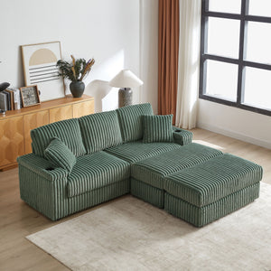 3 Seater Sofa With 2 Ottomans For Living Room