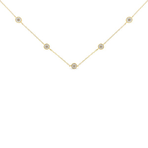 Yellow Color Plated Sterling Silver Diamond Station Necklace (1/2 cttw, K-L Color, I2-I3 Clarity)