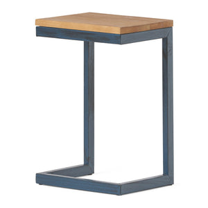 Small C Shaped End Table With Iron Base And Fir Wood Top - Black - Best Buy Furniture