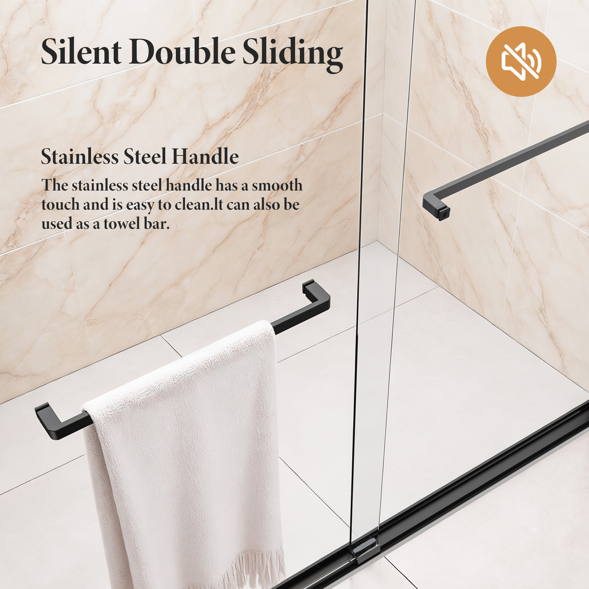 56"-60"W x 70"H Semi-Frameless Double Sliding Shower Door
