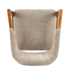 Indoor Upholstered Dining Chair (Set of 2) With Sturdy Frame And Ergonomic Curved Backrest - Oatmeal / Teak