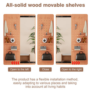 Wall Mounted Full Length Mirror With Shelf And Hook