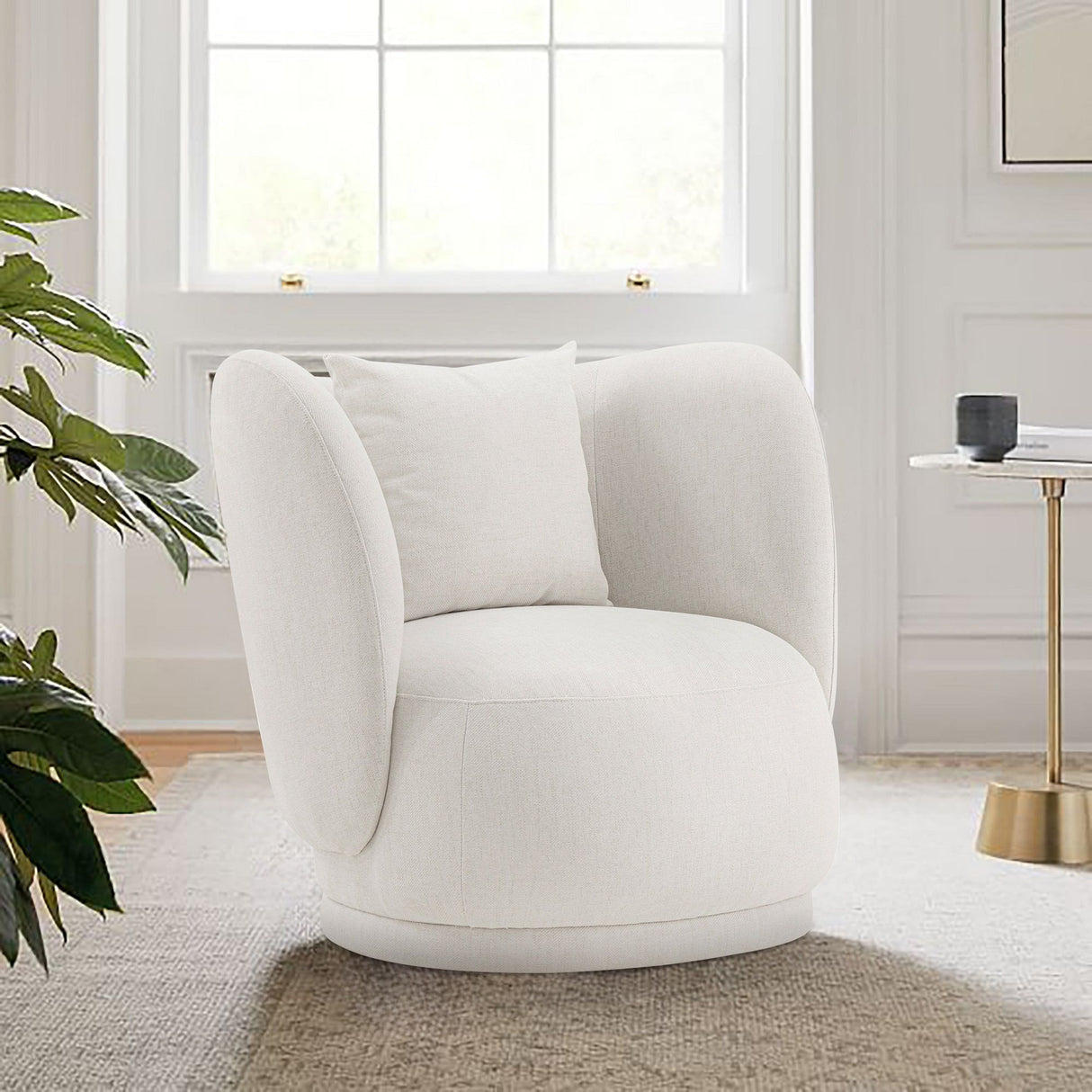 Weave - Accent Chair With Pillow, Comfortable Seating For Living Room - Cream