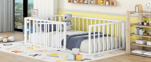 Metal Floor Bed Frame With Fence And Door