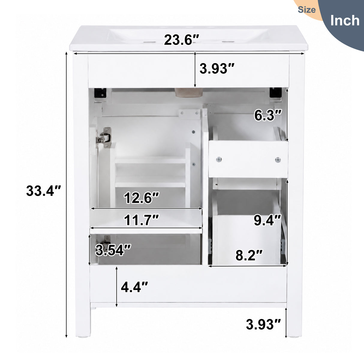 24 Inch Bathroom Vanity with Ceramic Sink