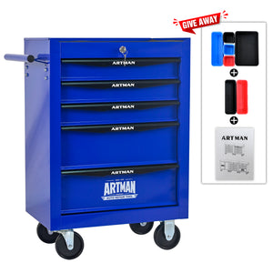 5-Drawer Rolling Metal Tool Chest - Purple