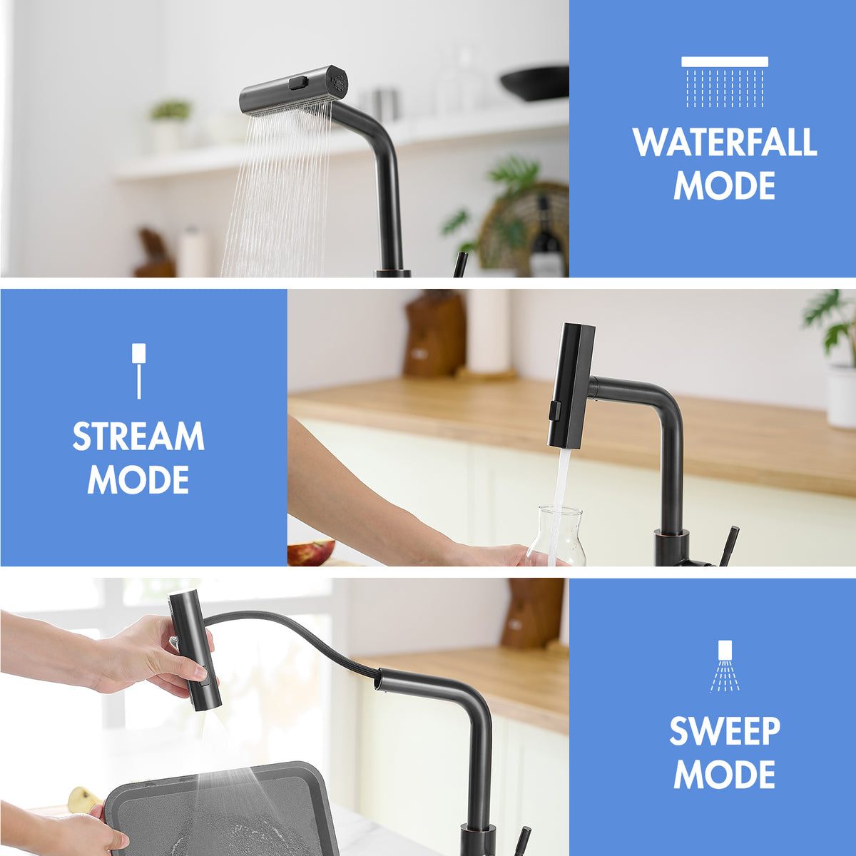 360° Rotation Pull-Down Kitchen Faucet - Oil Rubbed Bronze