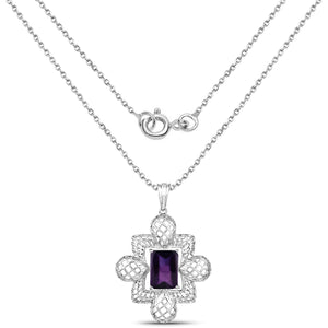 7.80 Carat Genuine Amethyst .925 Sterling Silver Pendant