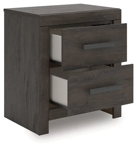 Prendonea - Two Drawer Night Stand - Charcoal - Best Buy Furniture