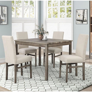 5 Piece Transitional Dining Set With Table And Upholstered Chairs