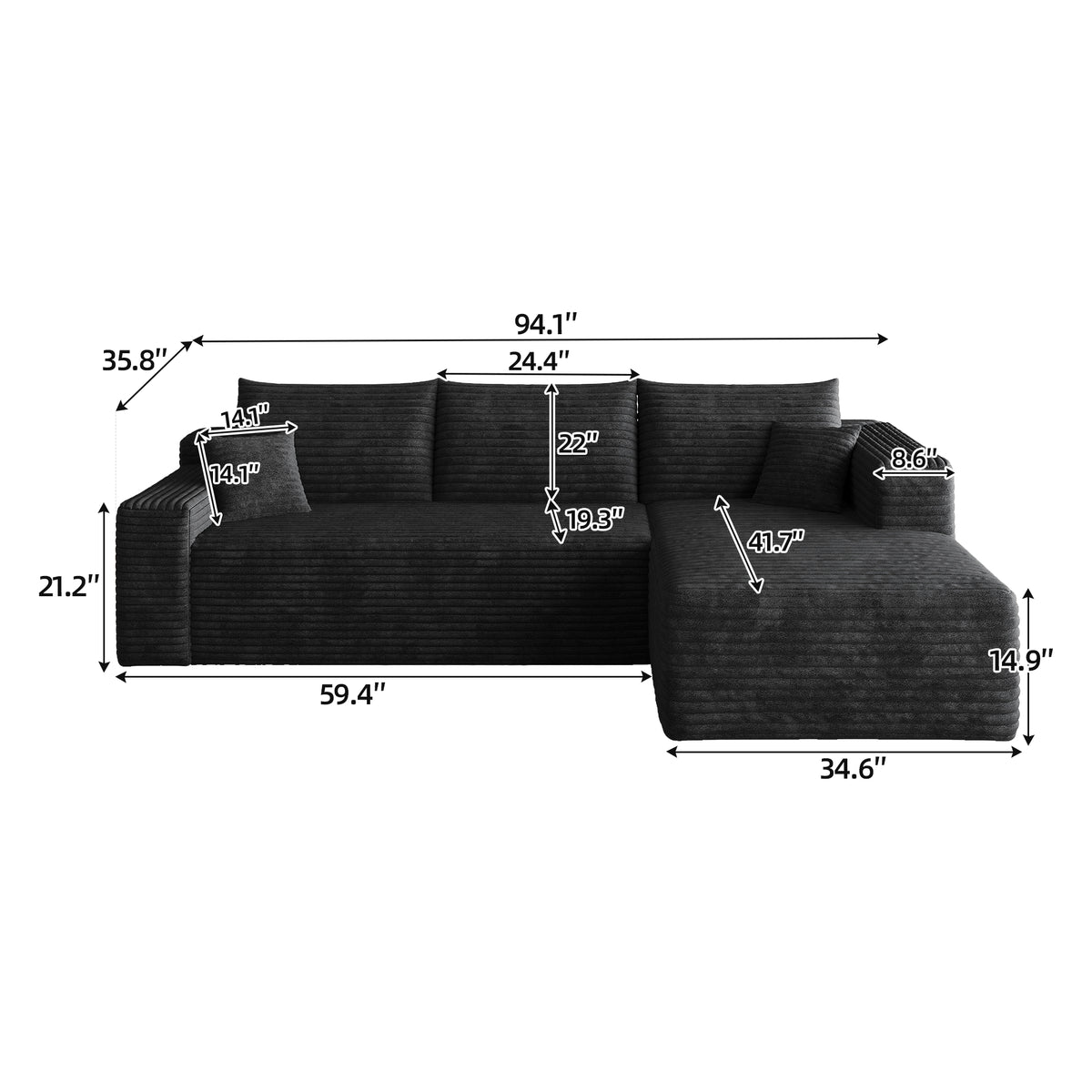 95" Cloud Sectional Sofa