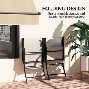 Outsunny Folding Patio Chairs Set of 2, Portable Outdoor Dining Chairs with High Back, Armrests
