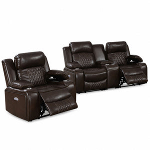 Power Motion Living Room Set With USB Port, Adjustable Headrest, Cup Holder