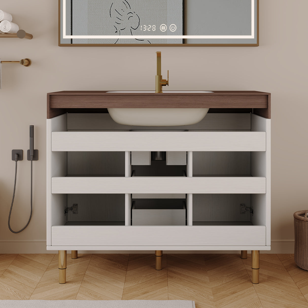 36 In Modern Free-Standing Bathroom Vanity With Ceramic Sink