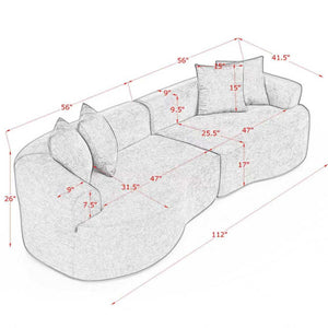 4 Seater Curved Cloud Sectional Sofa